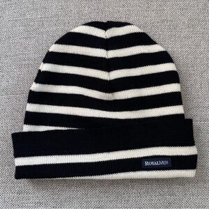 Royal Mer navy cream striped wool blend hat unisex